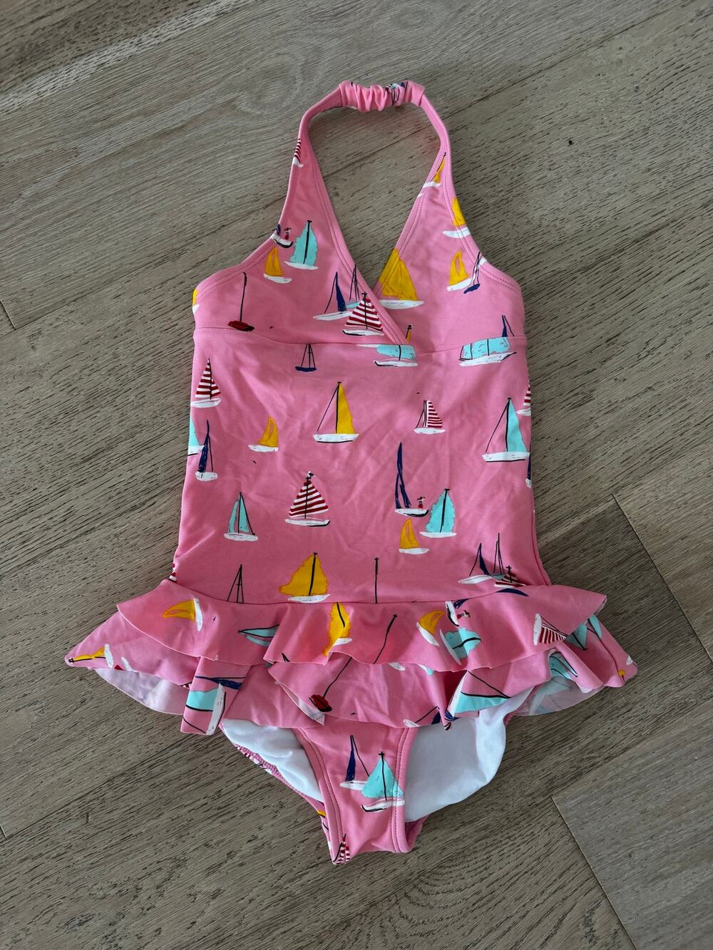 Hannah Anderson girls size 130 one piece swimsuit sailboats